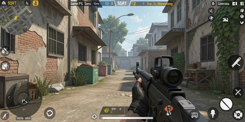 Gameplay seru dan strategis dalam 55RT dengan pertempuran FPS.