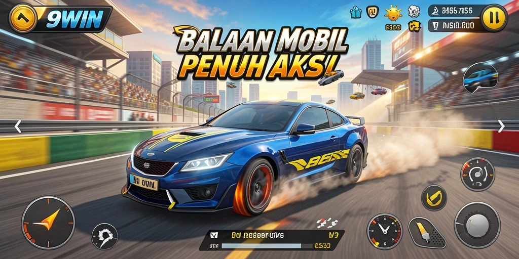 Tangkapan layar gameplay balapan mobil di 9WIN yang memukau.