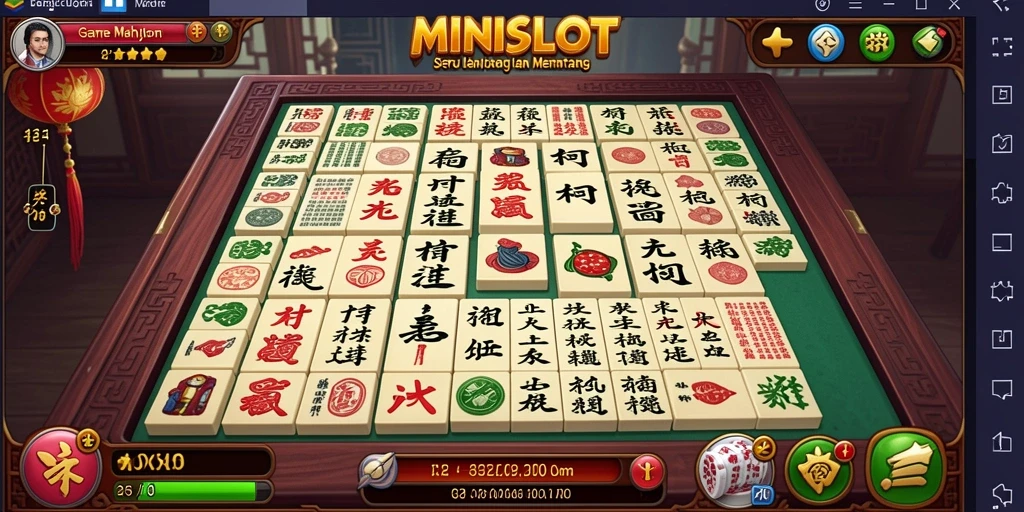 Tampilan gameplay seru di MINISLOT dengan ubin Mahjong berwarna-warni.