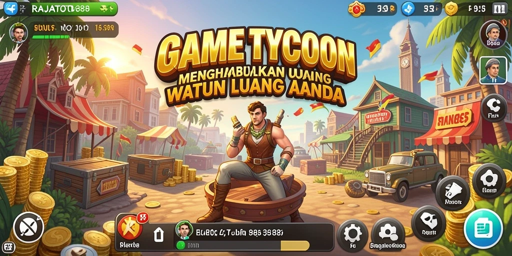 Tampilan gameplay menarik dari RAJATOTO88 dengan elemen Tycoon.