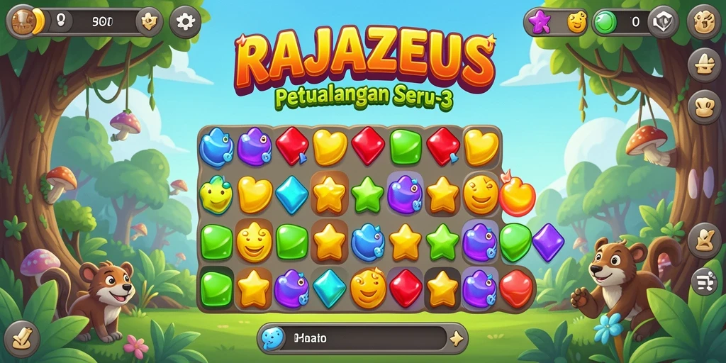 Tampilan menarik dari gameplay RAJAZEUS Match-3 yang memukau.